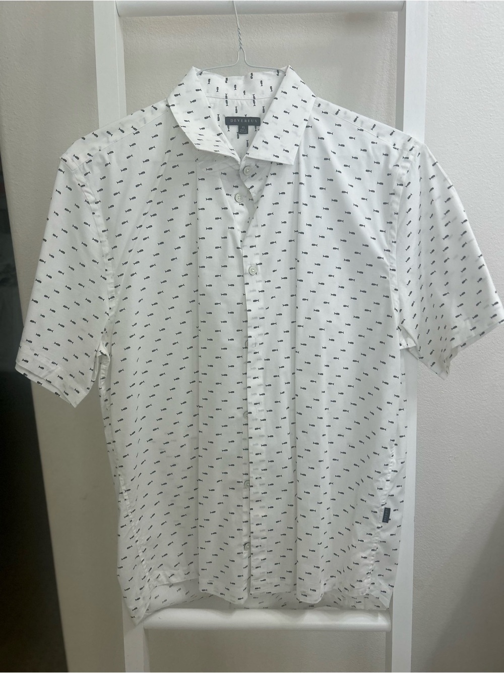 Devereux White Short-Sleeve Button-Up Shirt XL